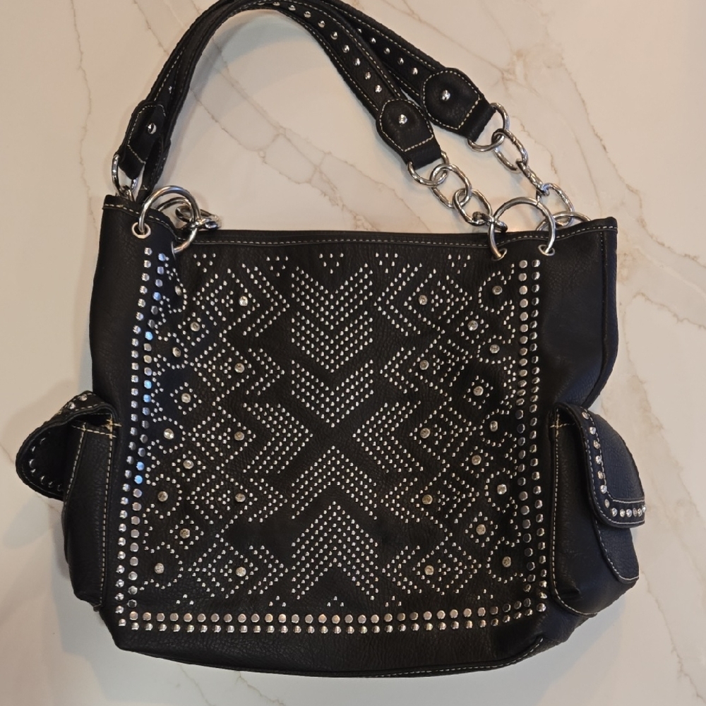 Blazin Roxx Black Studded Shoulder Bag